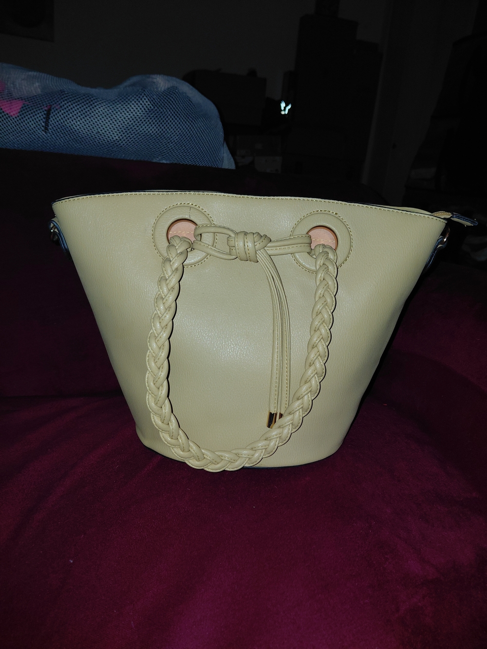 Cream Braided Handle Women’s Bucket Bag - Unbranded